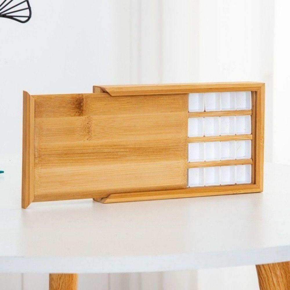 Empty Bamboo Watercolor Box with Lid Paint Storage Box New Paint Palette  Painting Art Supplies