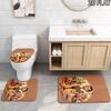 3pcs Mr. Bean Pattern Flannel Nonslip Absorbent Washable Decorative Bathroom Home Toilet Seat Cover Mat