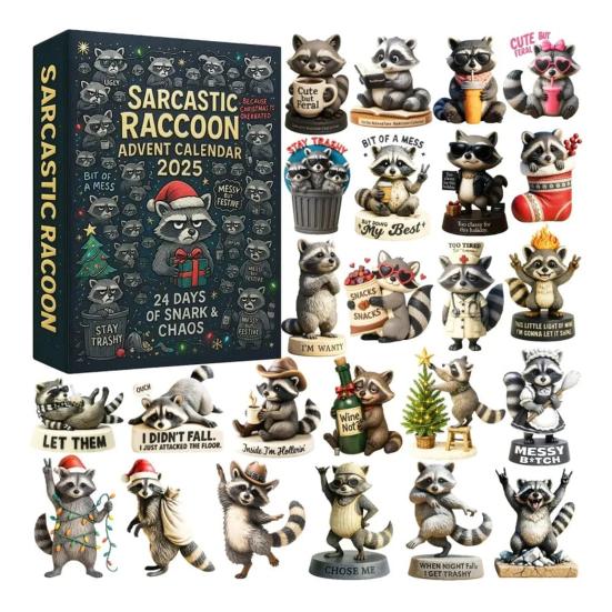 Sarcastic Raccoon Advent Calendar 2025 24 Days Christmas Countdown Calendars with 24 Humor Jokes