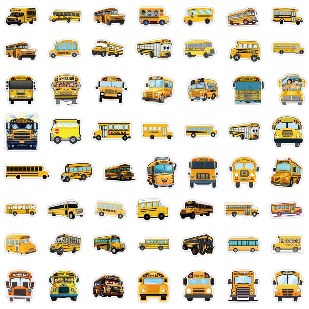 110 New School Bus Cartoon School Bus Graffiti Stickers Suitcase Mobile Phone Stickers