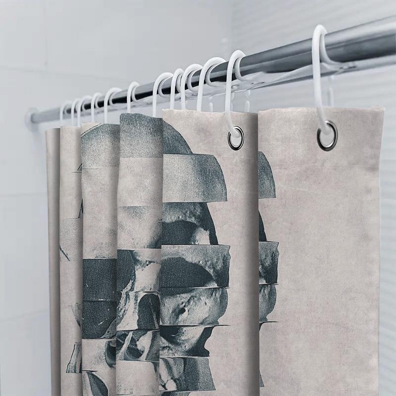 Gothic Skull Shower Curtain Dark Halloween Decor Spooky Home Decor Horror Bathroom Set Vintage Black White Art Tapestry Wall Han