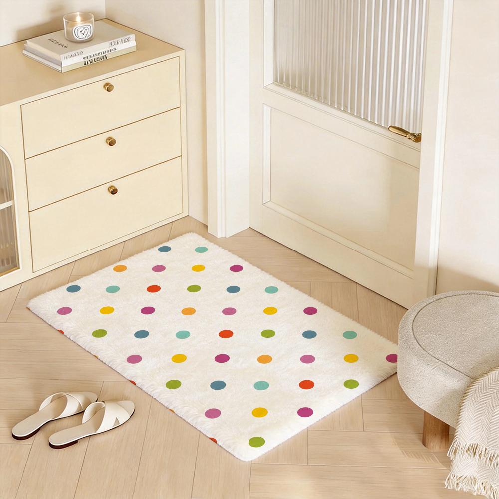 Print P PolkaDot Floor Mat Eco Flannel Doormat Non Slip Odorless Indoor Floor Rug Soft Short Plush Home Mat