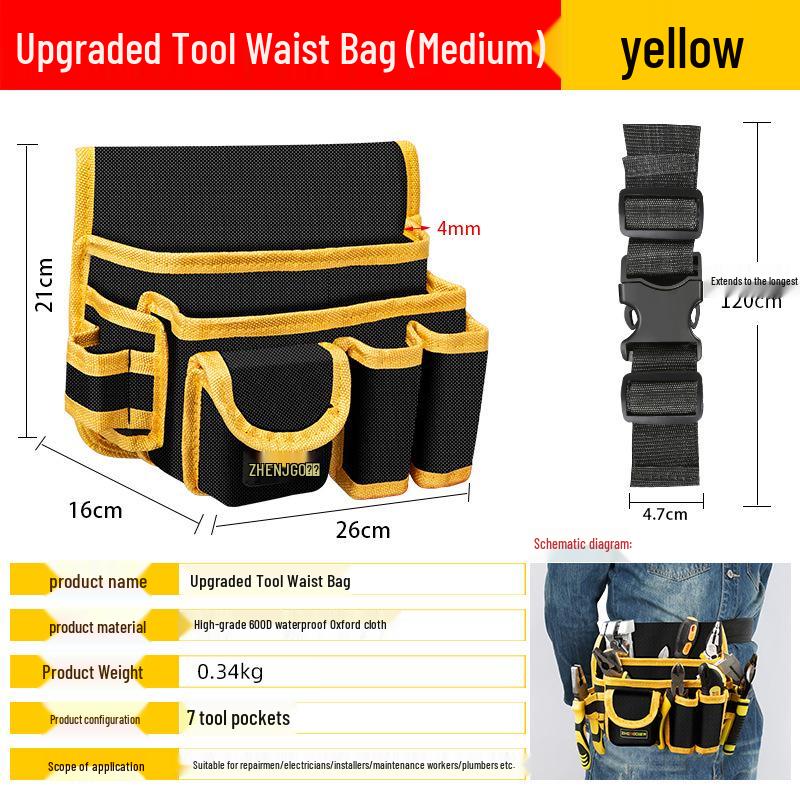 Portable Electrician Tool Belt: Sturdy, Multifunctional Waist Pouch for Construction Site Storage