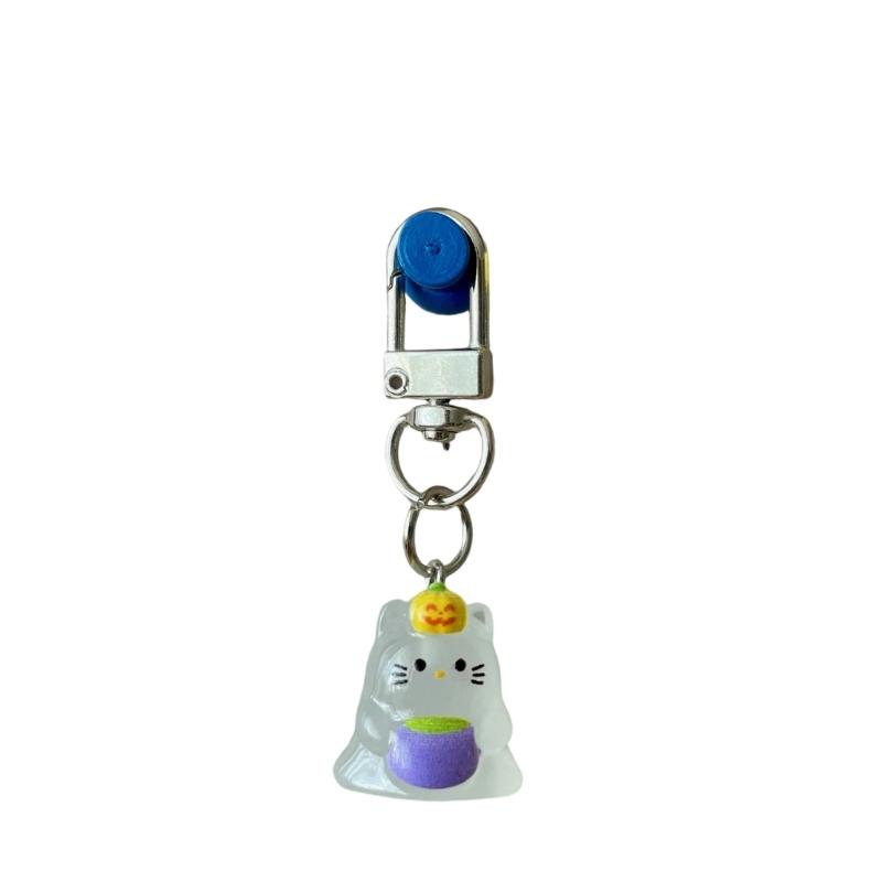 Lovely Cartoon Specters Cat Keychain Resin Charm Lovely Specters Cat Keyring Bag Hanging Ornament For Girls Best Friend Gift