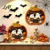 Cool Patterned Ornaments Halloween Door Sign Glowing Ghost Hanging Decor Wooden LED Window Reusable Party Supplies Ornament for Party Spooky