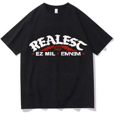Realest Graphic Print Men T Shirt 100% Cotton Summer Tops  Harajuku Short Sleeves Manga Vintage Hip Hop Tees Clothes Streetwear