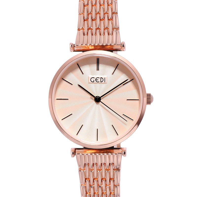 Ladies' Leisure Steel Belt Quartz Pointer Student
