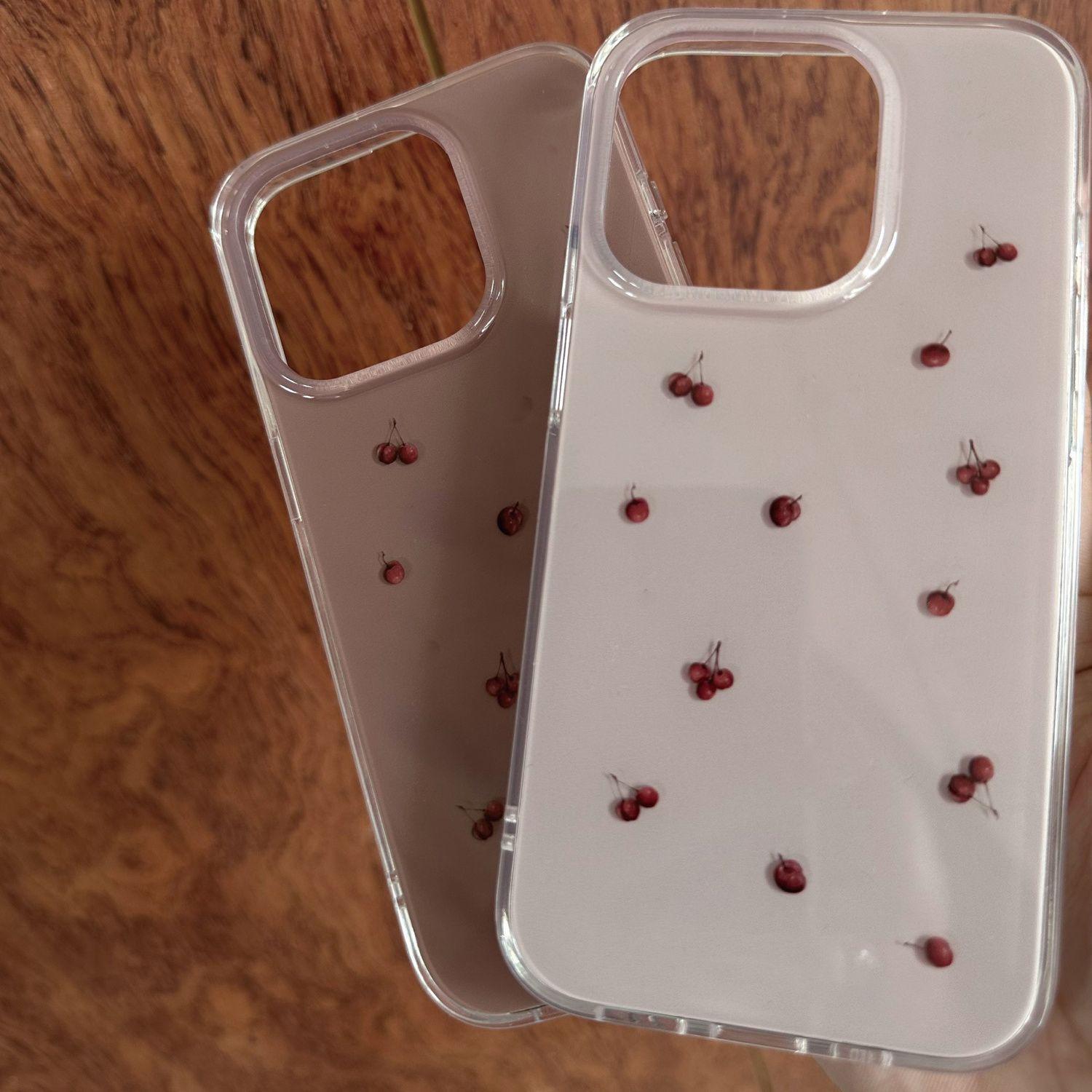 ins small cherry iPhone11promax mobile phone case is simply applicable to Apple 11promax white background imd11 IPhone17ProMax