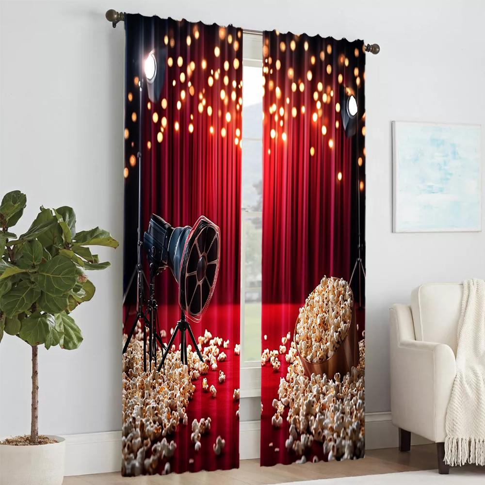 2 Pcs   Versatile Polyester Transparent Curtains for Home Decoration Movie Night for Use In Bedrooms and Living Rooms