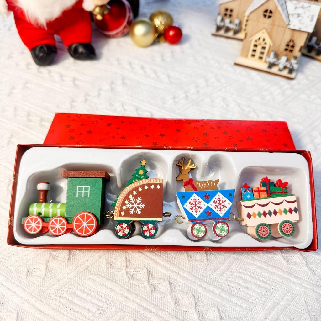 4-Section Christmas Train Diy Assembled Diy Assembled Christmas Train Christmas Decorative Train Holiday For Counter Tabletop