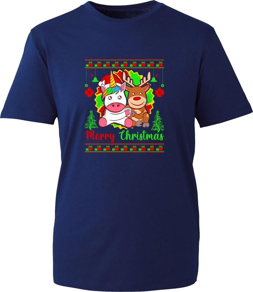 Merry Christmas Unicorn Reindeer Tshirt Funny Xmas Cute Unicorn Festive Gifts S