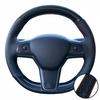 Car Accessories Hand Stitched Black Non-slip Carbon Fiber Leather Model Y 2017- Steering Wheel Cover For Tesla Model 3