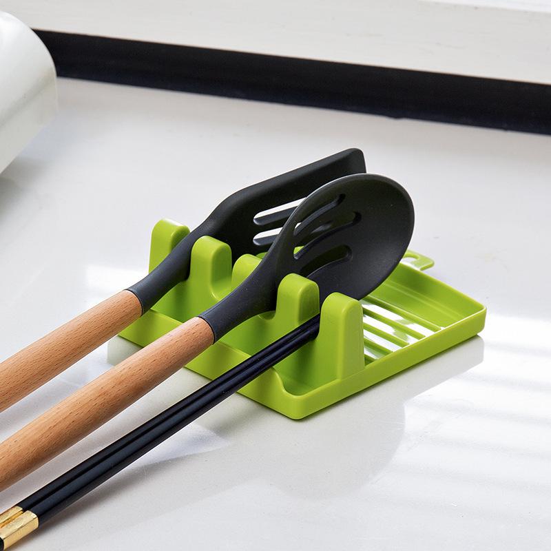 Multi-functional Kitchen Rack: Pot Lid, Spoon, Chopstick & Spatula Holder with Oil Collection Groove.