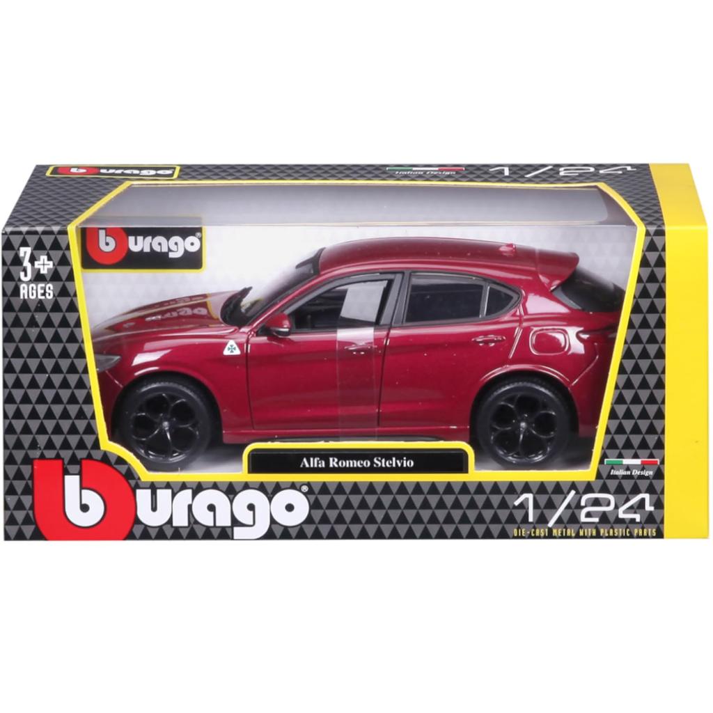 Bburago 1/24 Alfa Romeo Stelvio Red Diecast Model Car, Finished Product, 1:24 Alfa Romeo Stelvio 18-21086 RD
