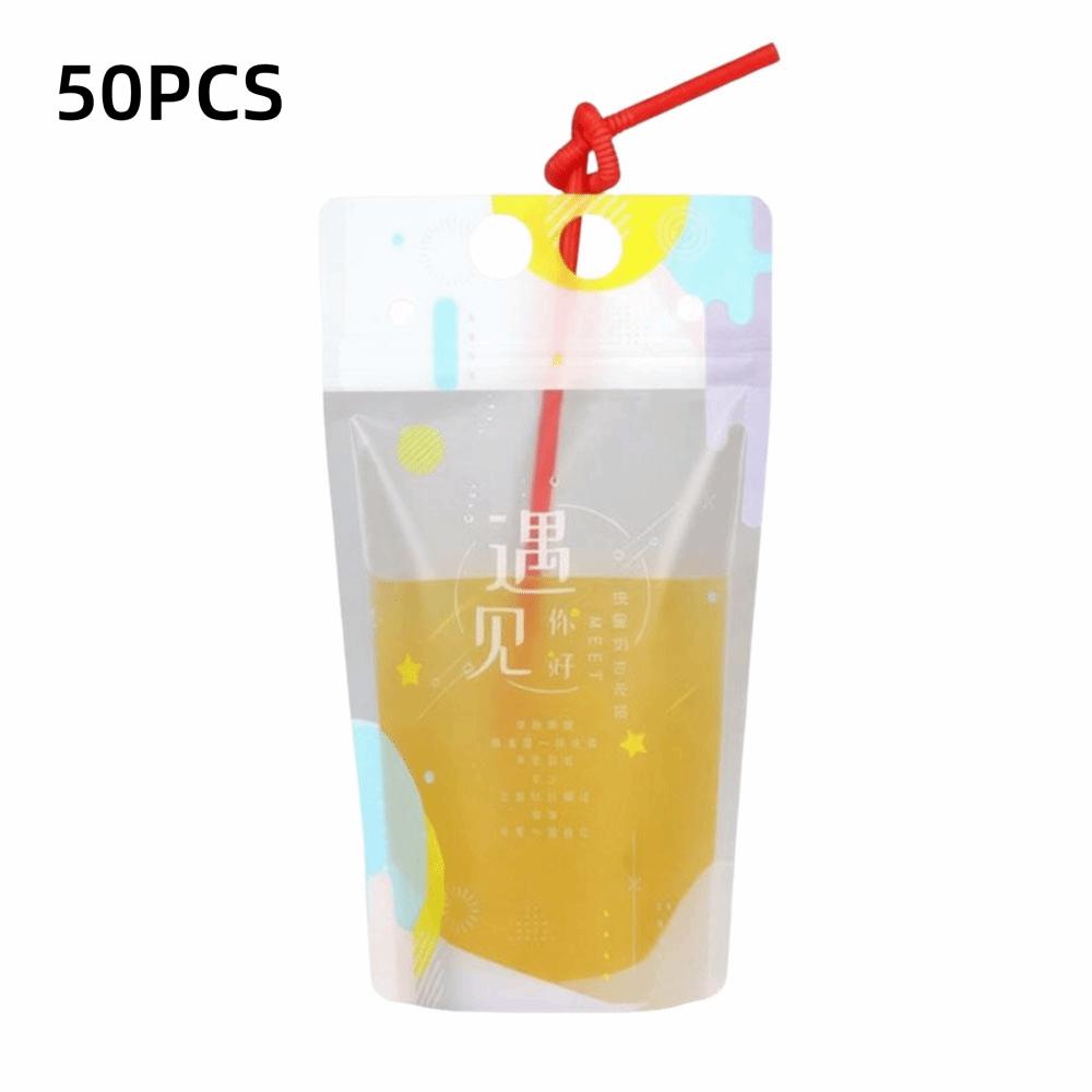 Bustine da 450ML con Cannuccia Contenitore per Succhi Sacchetti Durevoli per Bevande