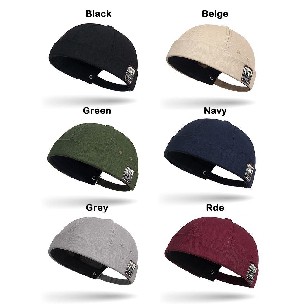 Fashion Adjustable Beanie Hat Cotton Solid Color Hip Hop Cap Sunscreen Hat Men