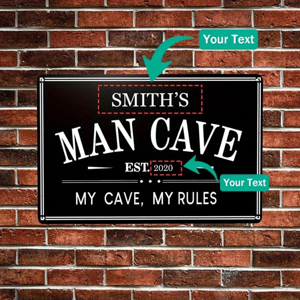 Custom Text Vintage Man Cave Sign Vertical Metal Wall Decor