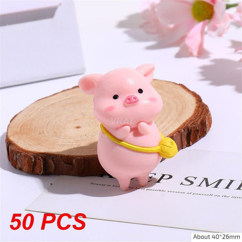 50/100PCS Cartoon Pig Decorations Resistant Piggy Doll Home Decor Crafts Resin Crafts High Temperature Resistance