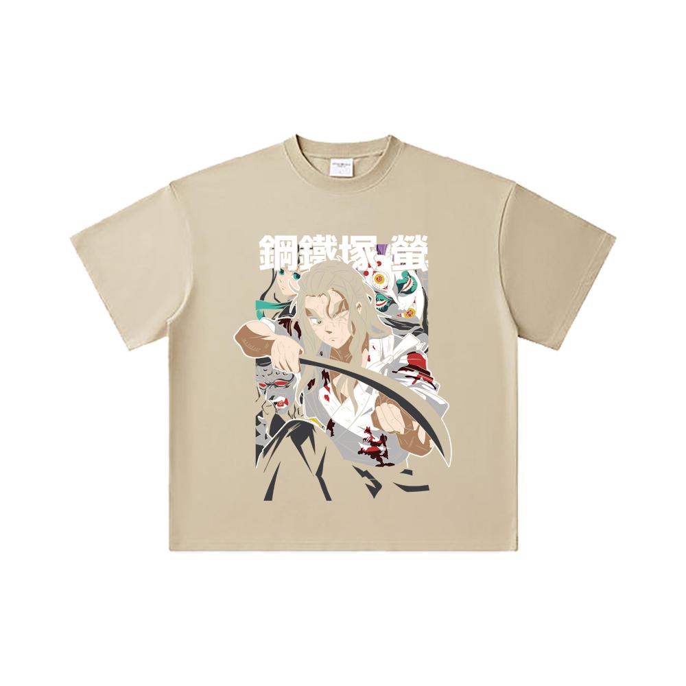 260 GSM Double Yarn 32 Count 100% Cotton Demon Slayer V27 Haganezuka Print Unisex Heavy Cotton T Shirt