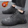 Herrskor 2025 nya vinter sammet förtjockade varma herrstövlar hög topp tjocksulade nordöstra bomullsskor halkfria snöstövlar