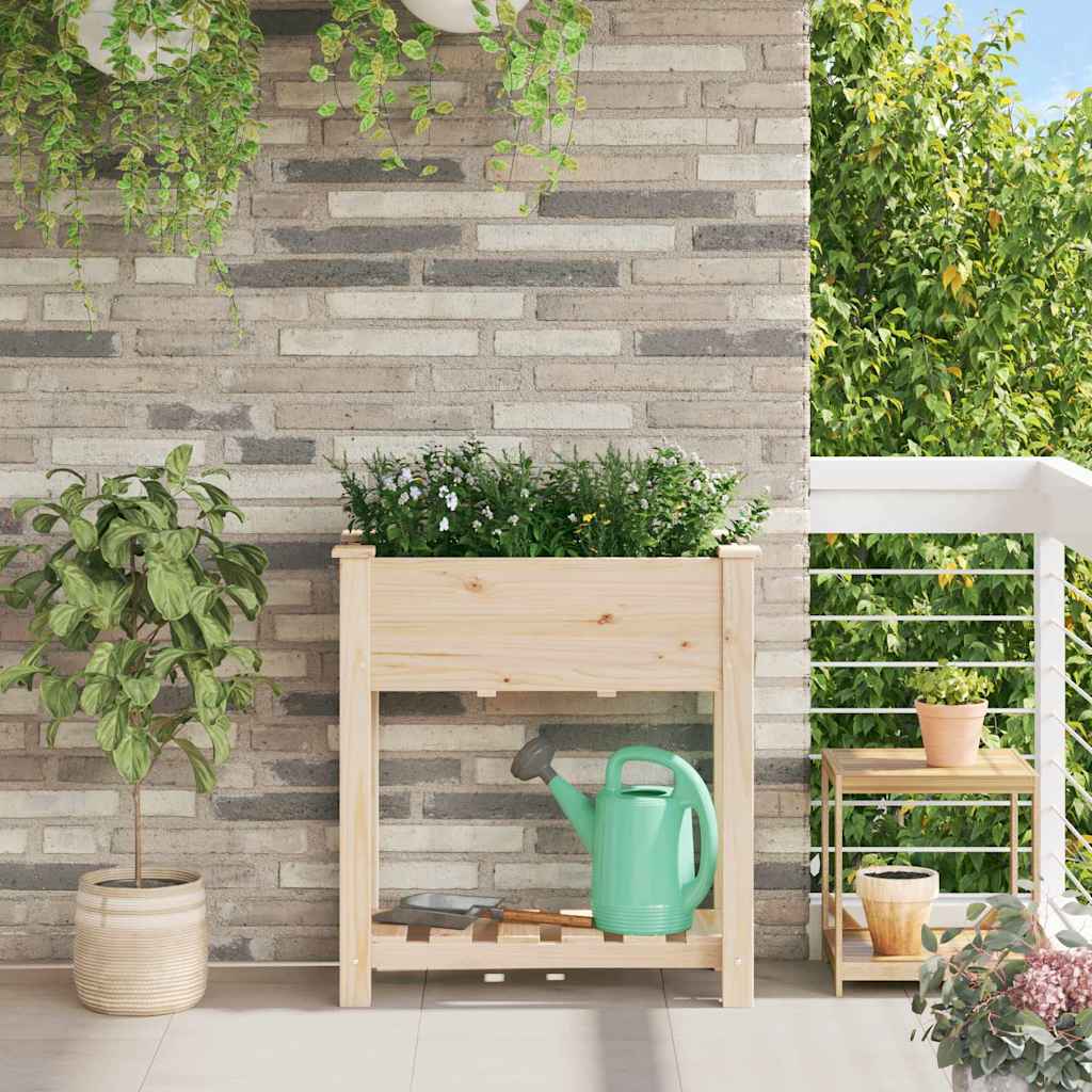 Garden Planter with Shelf Beige 71 x 37 x 76.5 cm