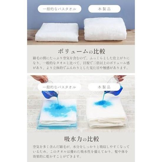 Imabari Towel Bath Cotton 100 2-Piece Set Ultra Thick Premium High-Quality Long Pile Soft Twisted Yarn Gray Fluffy Quick-Drying Instant Absorption