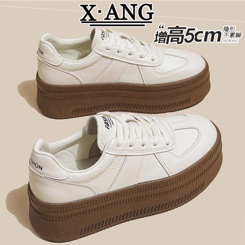 

Leather German training shoes women s shoes spring and summer 2025 new thick-soled heightening white shoes casual sports shoes board shoes 35