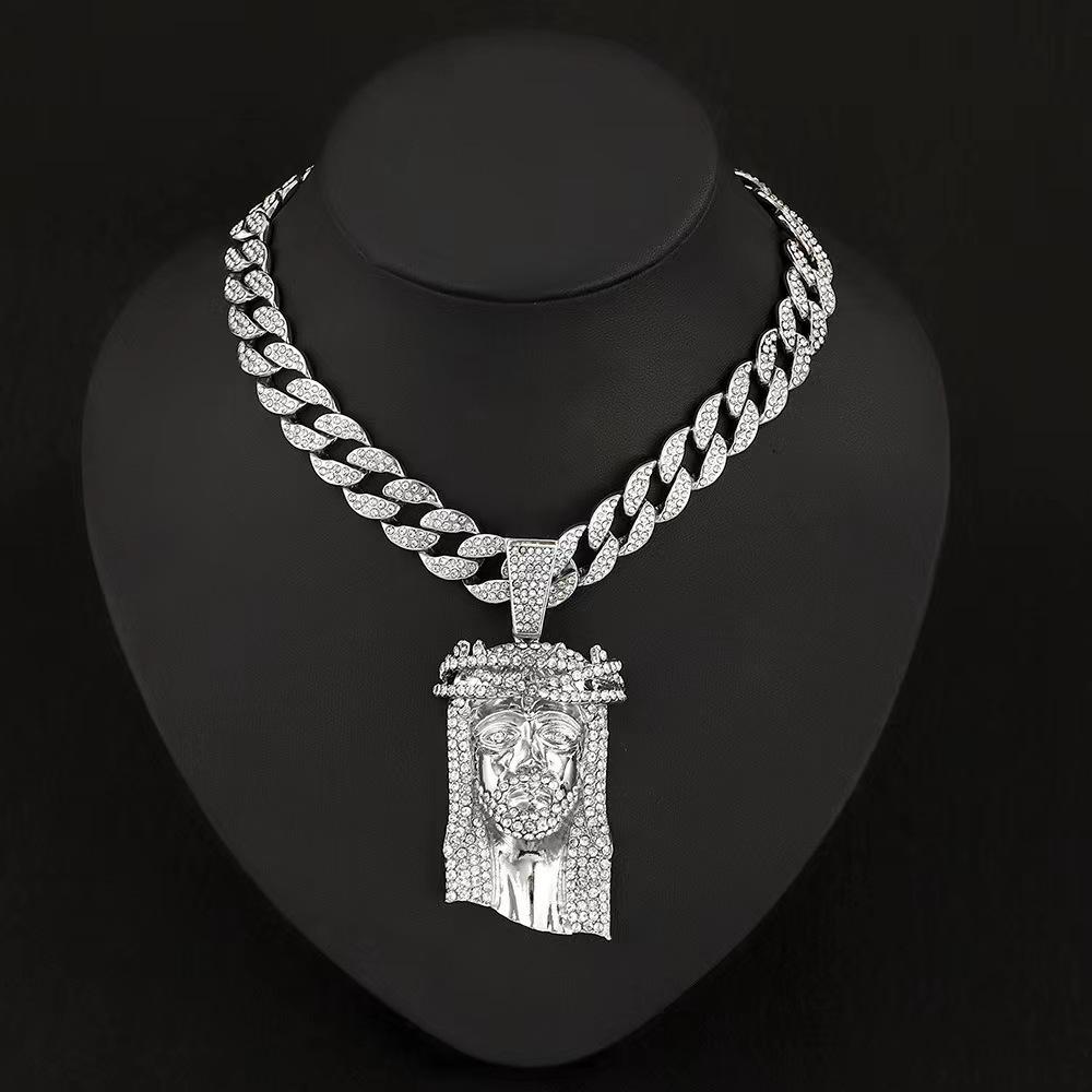 Men'S Jewelry Accessories Personality Exaggerated Human Avatar Pendant Alloy Rhinestone Hip Hop Personality Men'S Necklace Pendant Necklace