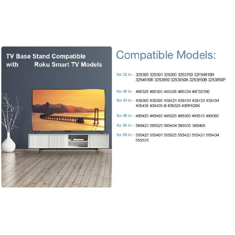 TV09 Television Base Adaptable Secure and Stable Stand Height with Screws Set Easy Installation