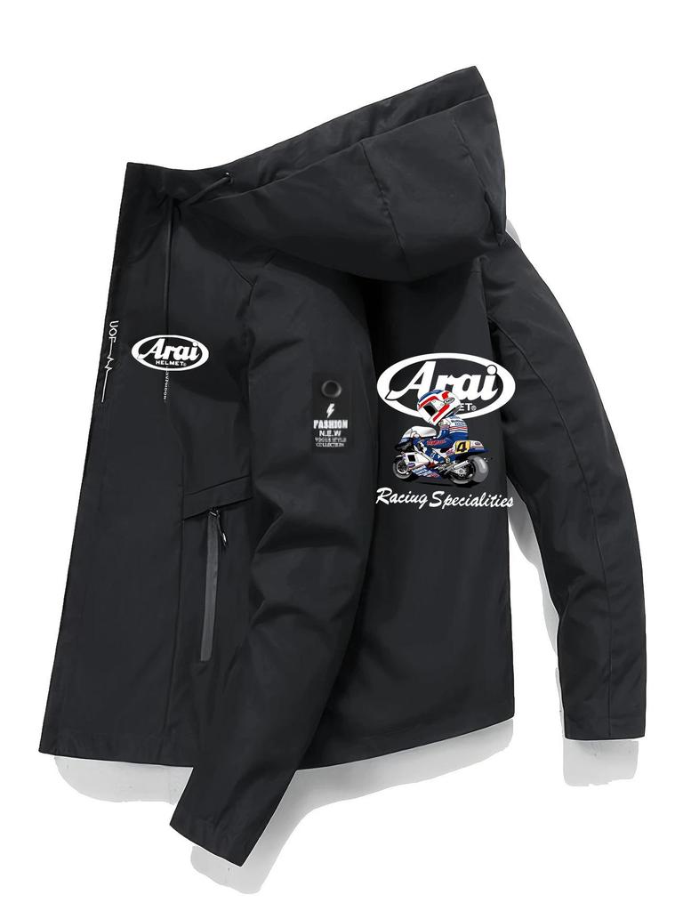 Winddichte Herren-Sportjacke – Frühjahr/Herbst-Modell mit Buchstabenprint für Bergsteiger