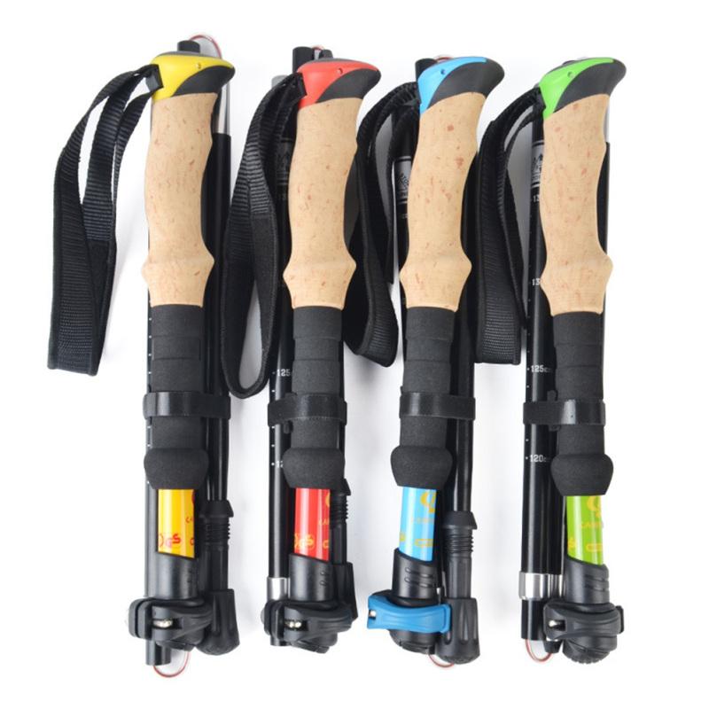 Trekking Pole Handle 5-section Folding Walking Sticks Canes Trekking Poles Alpenstock Hssiking