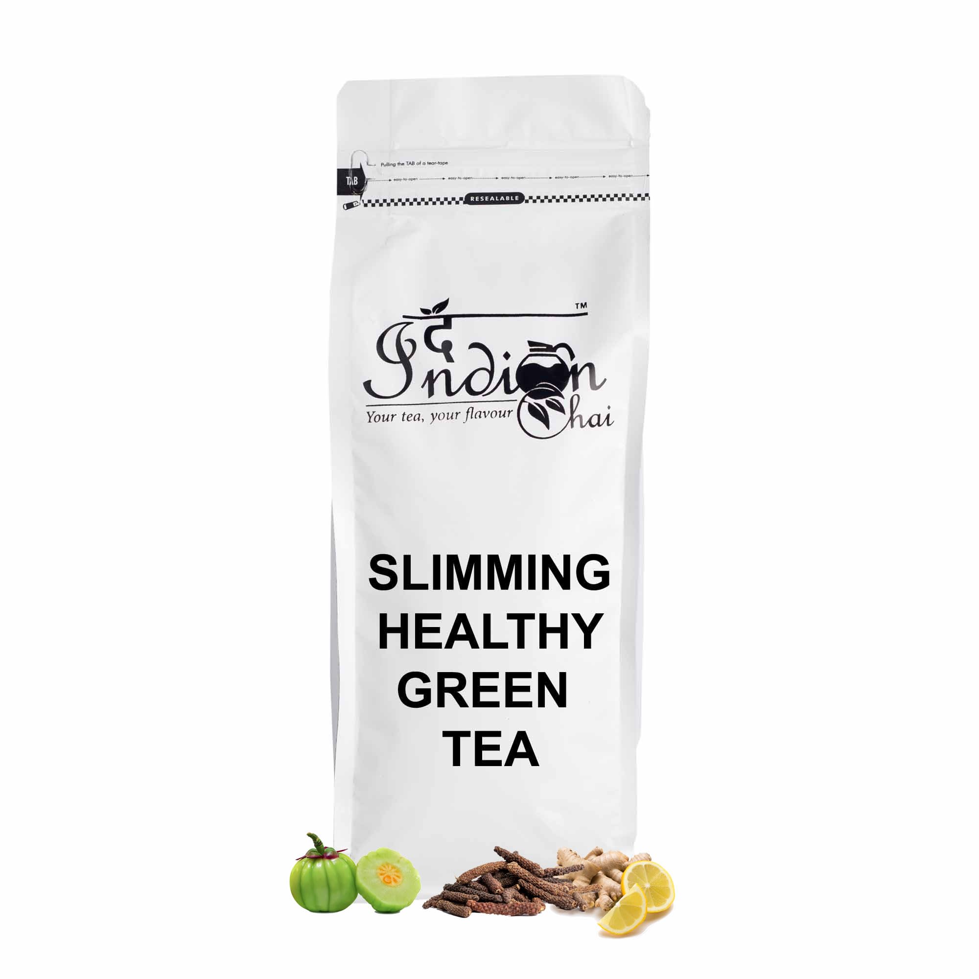 The Indian Chai - Slimming Healthy Green Tea 250g | Herbal Wellness Blend with Garcinia, Haritaki, Senna, Moringa & Spices | Supports Diges