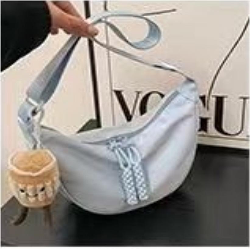 

Новая простая студенческая универсальная сумка-пельмень Харадзюку, женская повседневная художественная сумка через плечо, однотонная женская сумка One size (without pendant) синий