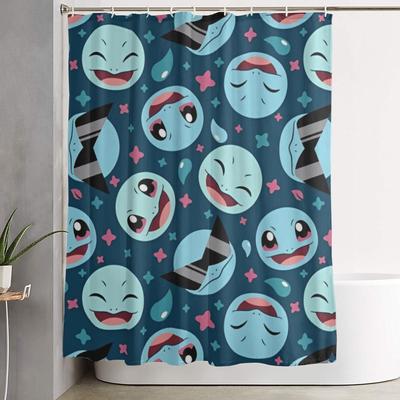 Characters Cartoon Squirtle Shower Curtain For Bathroom Decor Lightweight Shower Curtains Sets 60X72 Inch With Hooks