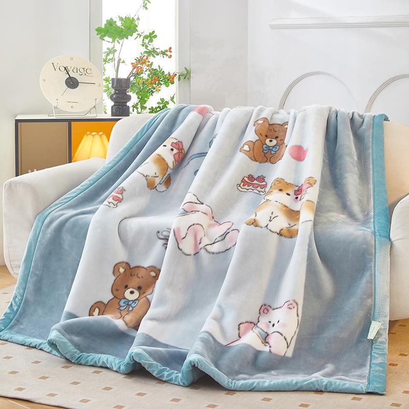 Double-Layer Thickened Fleece Blanket for Single or Double Use Autumn/Winter Cover Blanket