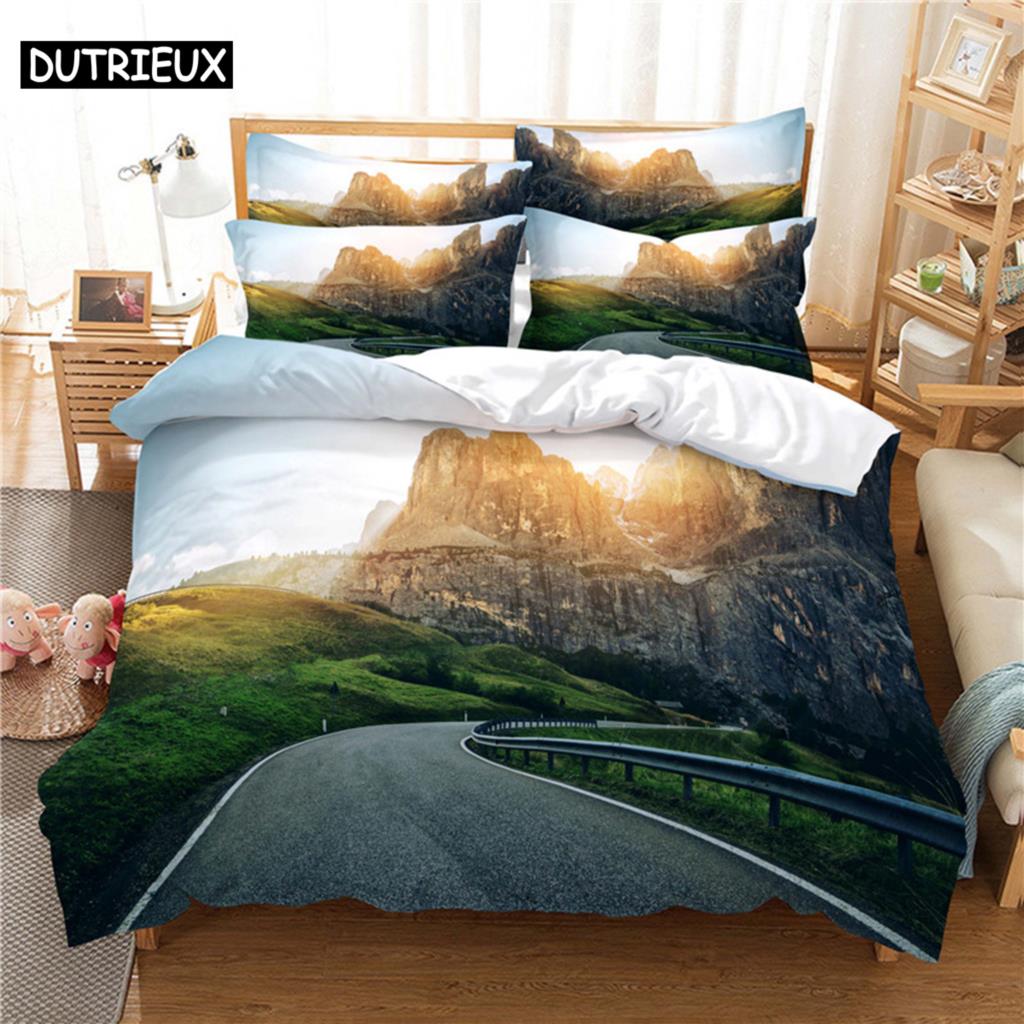 

Красивый пейзаж Комплект постельного белья Пододеяльник Комплект постельного белья 3D Цифровая печать Постельное белье Размер Queen Комплект постельного белья Модный дизайн EU single(135x200cm)&set