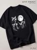 Black T-shirt Raccoons To Moon Y2k Black