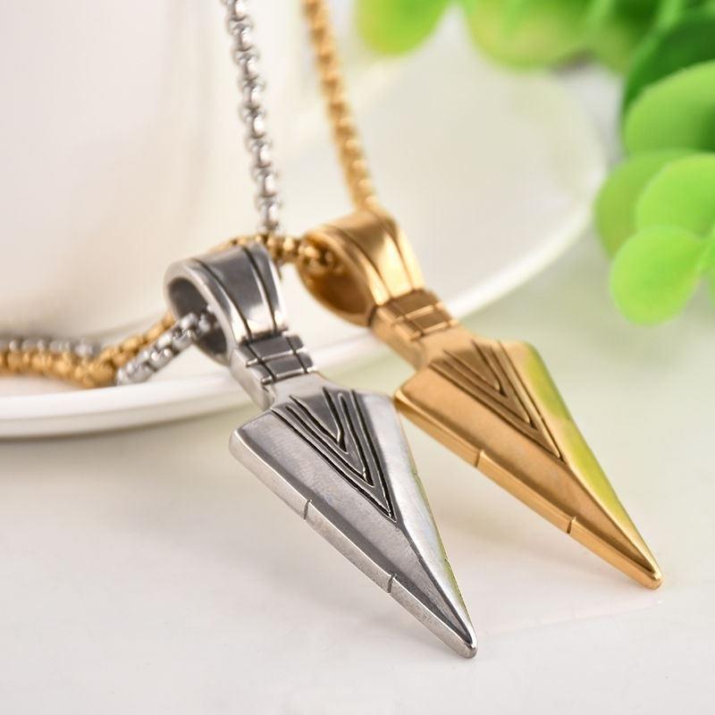 Men's Fashion Jewelry Gold Silver Arrow Head Pendant Long Chain Necklace Gift