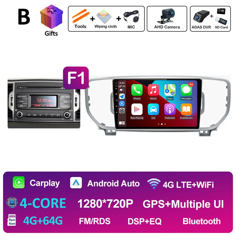 Bluetooth Android 14For KIA Sportage 4 QL 2016 2017 2018 Navigation GPS Car Radio Video Player Wireless Carplay WIFI Accessories