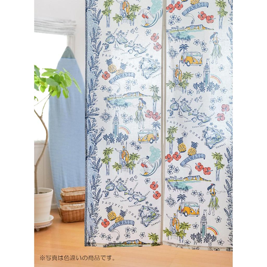 Tomo Corporation Noren Hawaii Room Curtain, Map, Brown, Long, Divider, 100% Cotton, 85x150cm, 15625-870-349