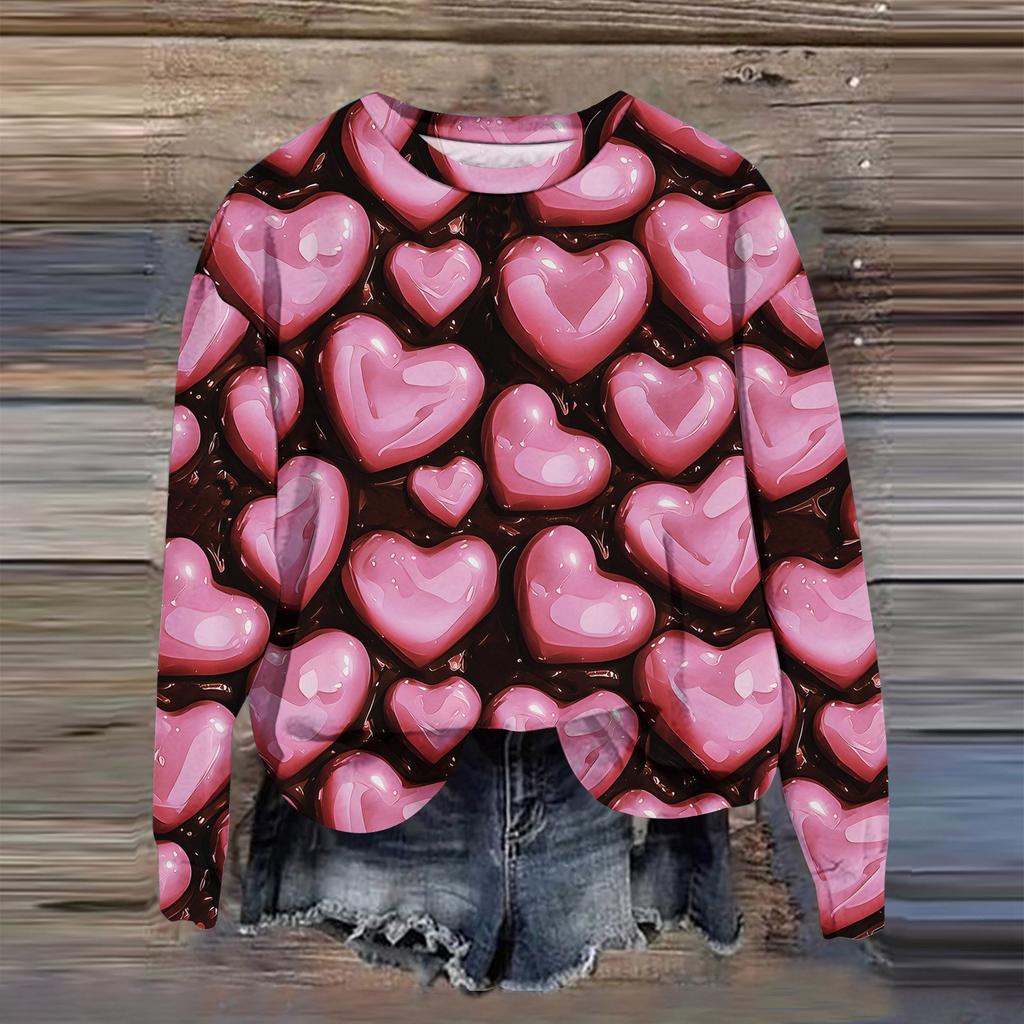 Dámská móda Tištěný top mikina s dlouhým rukávem volného střihu s kulatým výstřihem podzim