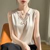 Silk Satin Spring and Summer Women's New V-neck Sleeveless T-shirt Fashionable Inner Loose Suspender Top