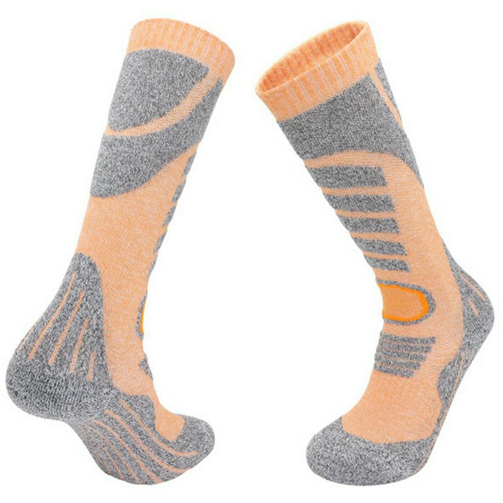 

RONYUESS 8206 1 Pair Professional Winter Ski Socks Thicken High Tube Sports Socks for Men Women Orange+Dark Orange M
