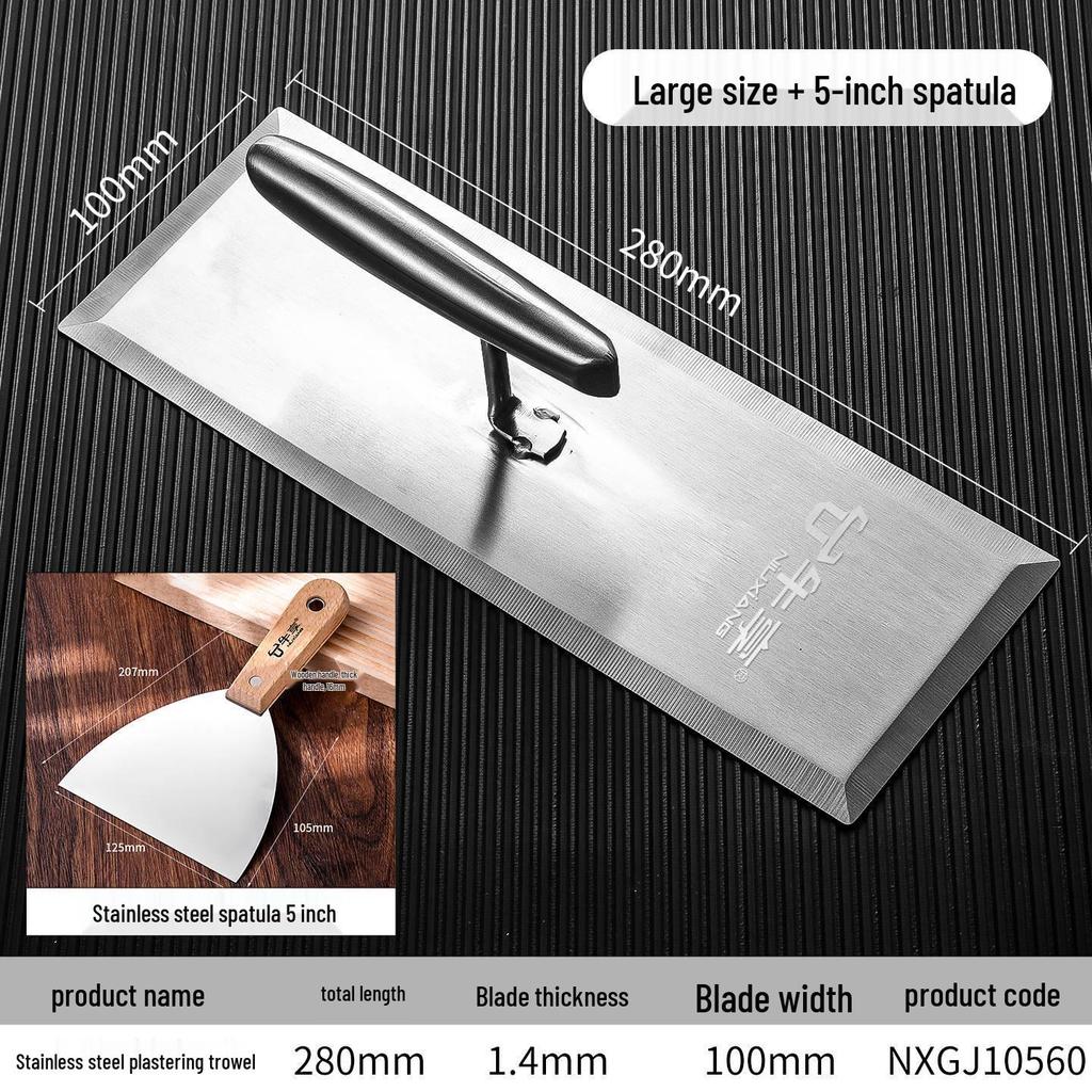 Stainless Steel Plastering Trowel and Putty Scraper Tool for Masonry and Wall Finishing