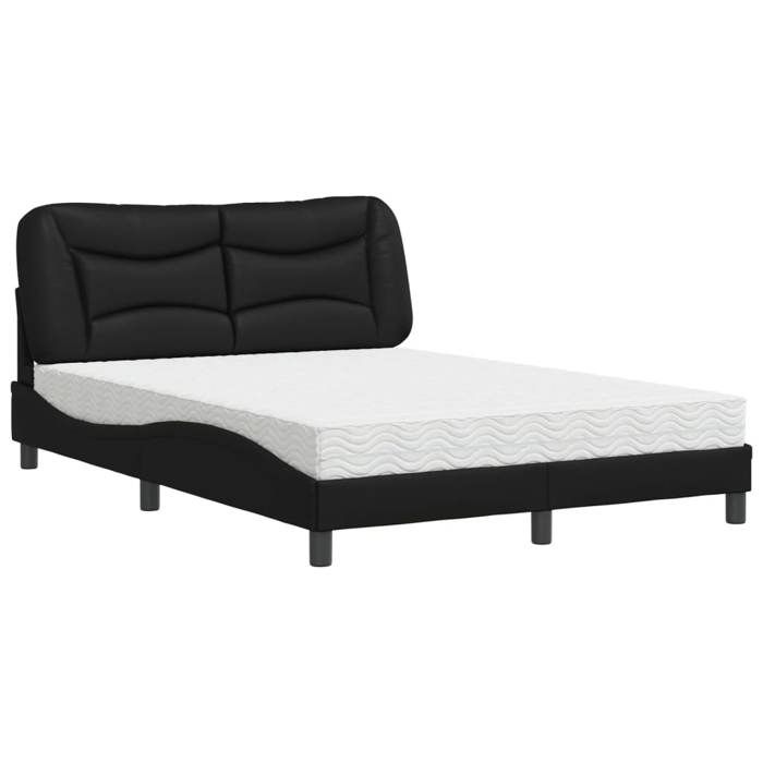 VidaXL Bed with Mattress Black 140x200 Cm Faux Leather 3208724