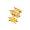 Chic Cross-Border Style Wide Leaf Stainless Steel Ring, Retro Open Design, Vacuum Plated In 18K Gold