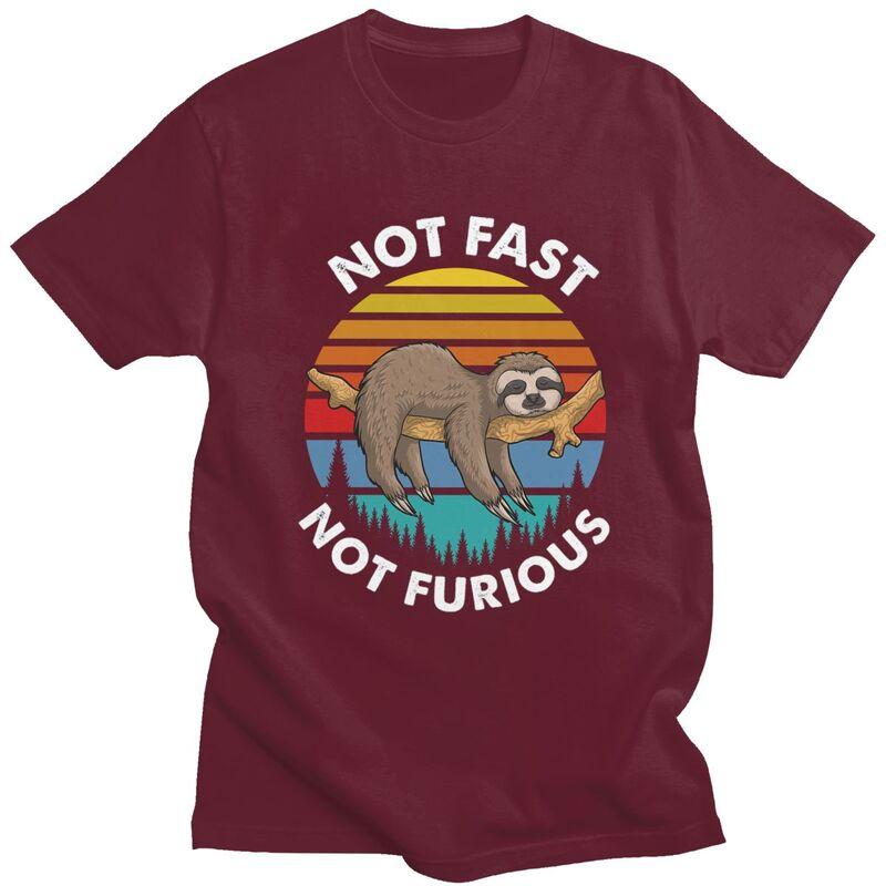 Custom Classic Retro Sunset Lazy Sloth T Shirt Men ShortSleeve Tshirt Casual Tee Oversized Tshirts Gift