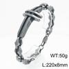 Cross Charm Stainless Steel Bracelet for Men Polished 18-22cm Minimalist Trendy Jewelry Punk Vintage Accessory Daily Gifts