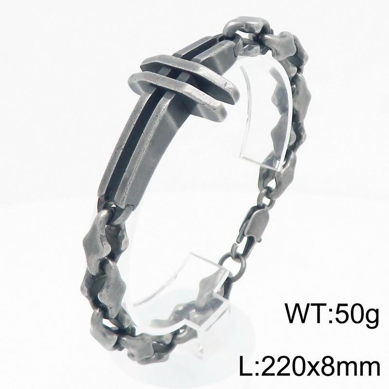 Cross Charm Stainless Steel Bracelet for Men Polished 18-22cm Minimalist Trendy Jewelry Punk Vintage Accessory Daily Gifts