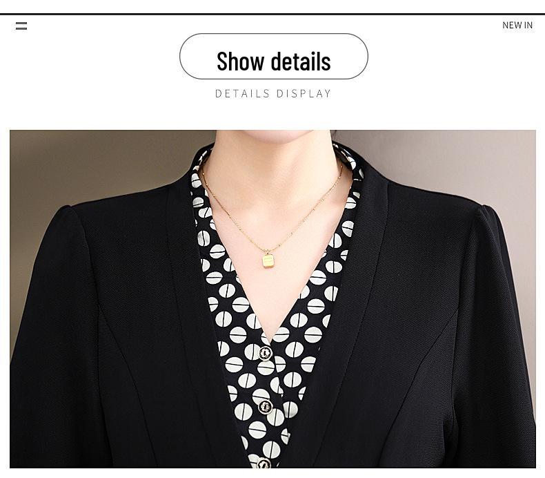 2025 New Spring & Autumn Long-Sleeve Dress for Middle-Aged Women - Elegant Slimming Faux Two-Piece Design